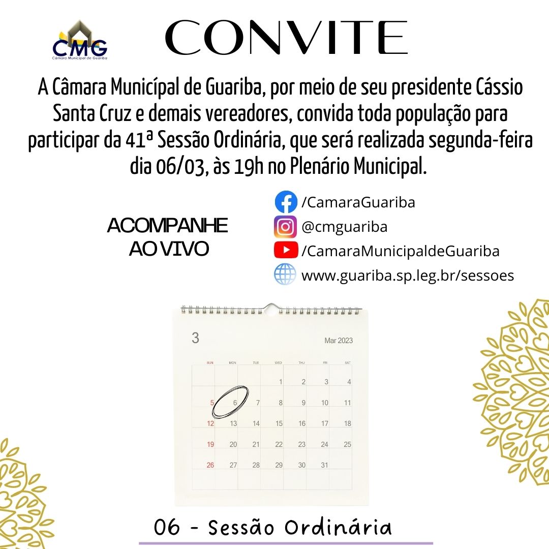 Convite 41ª Sessão Ordinária