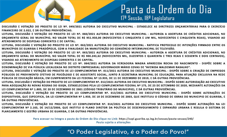 Pauta 17 Sessão Ordinária