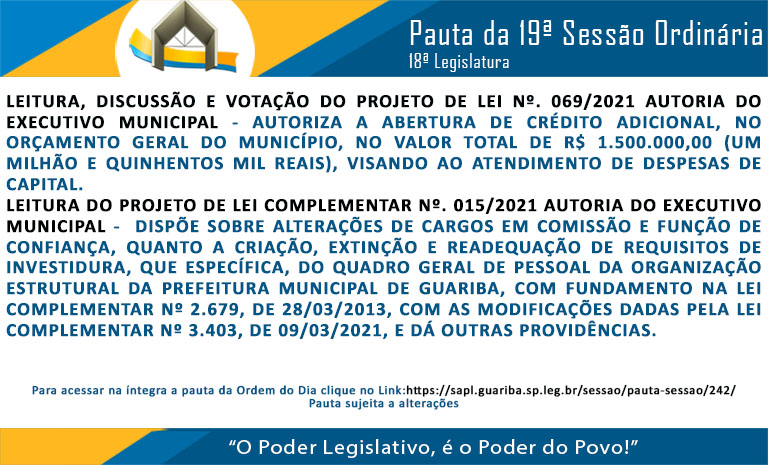 Pauta 19 Sessão