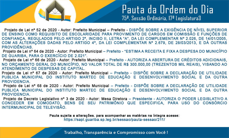 Pauta 75ª. Sessão