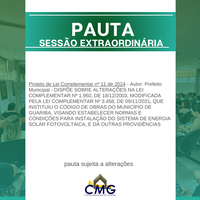 Pauta Sessão Extraordinária