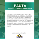 Pauta  Sessão Extraordinária