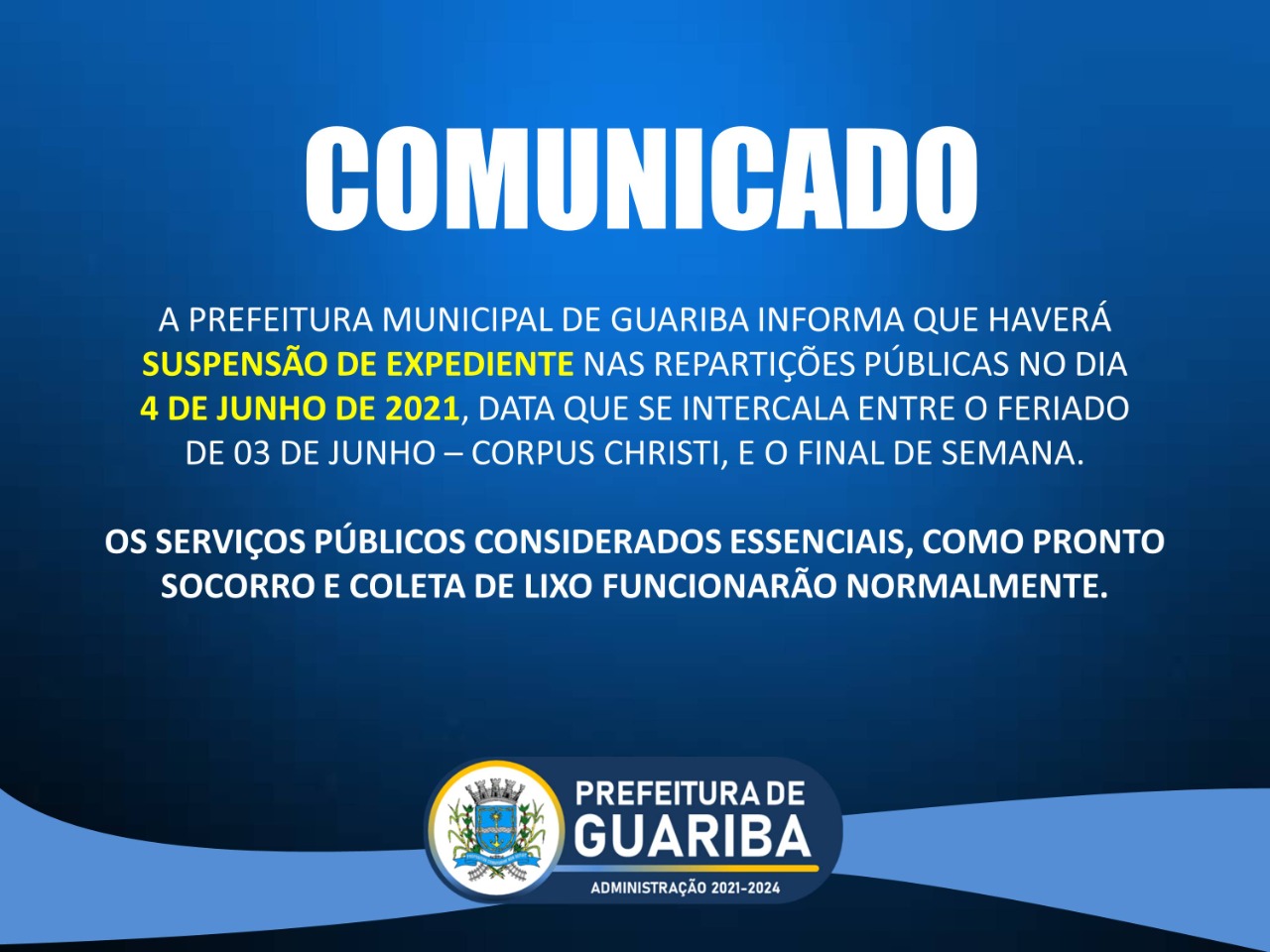 Prefeitura atende solicitação do Vereador Marquinhos e decreta ponto facultativo aos servidores Municipais sexta-feira 04 de junho