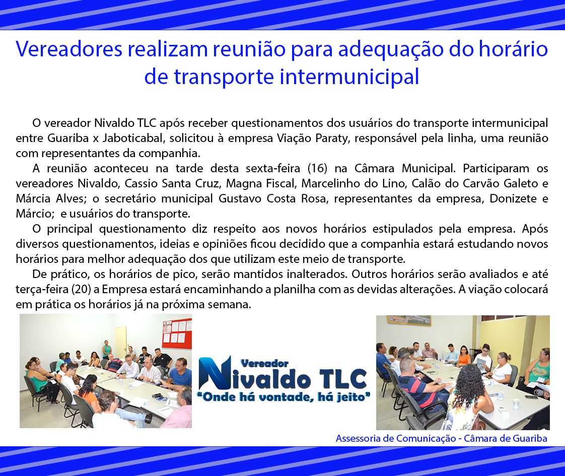 Vereadores realizam reunião para adequação do horário de transporte intermunicipal